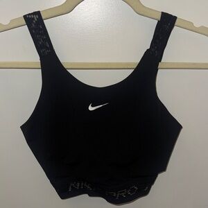 Nike Pro Black Sports Top with White Logo